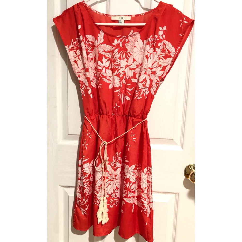 Floral Dress with Tassel Belt